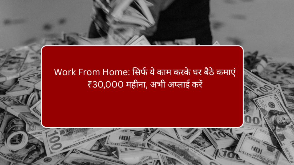 Work from home सिर्फ ये काम करके घर बैठे कमाएं ₹30,000 महीना, अभी अप्लाई करें